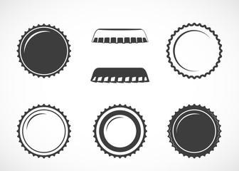 Bottle cap. Set of vector icons.