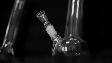 Glass Bongs For Smoking Weed Close-up Soft Focus. Smoking Accessories Marijuana