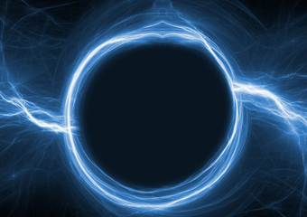 Wall Mural - blue circle lightning with copy space in the middle