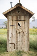 An Old Wooden Outside Toilet Building 