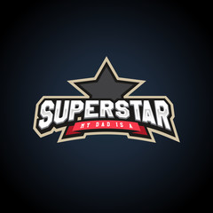 Superstar power full typography, t-shirt graphics, vectors. Awesome sport retro text emblem