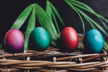 Easter Eggs With A Palm Tree Behind