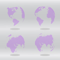 Wall Mural - Abstract Set of Globes with Dotted Map. Color Vector Illustration.
