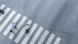 © ultramansk - Crowd of people walk on street pedestrian crossroad in the city street ,from top view ,bird eye view.