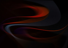 Abstract Flowing One After Another Blurred Curved Red And Bluish Waves On Black Background