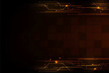 Wall Mural - Technology in digital concept on a dark orange background.