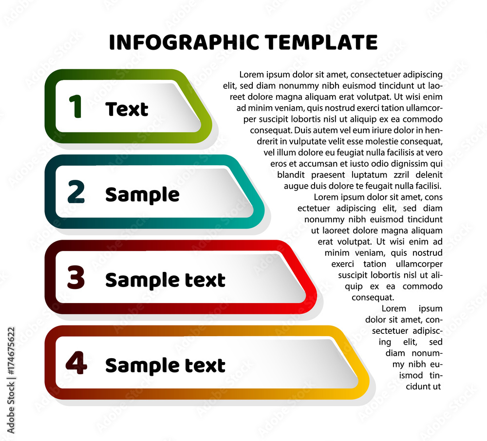 Triangle pyramid infographic template with 4 steps. Sheet chart and ...