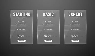 Wall Mural - design vector glass pricing tables for the website and stores