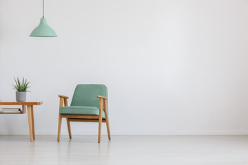 open space with mint chair