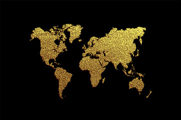 creative gold map of the world. vector illustration. .