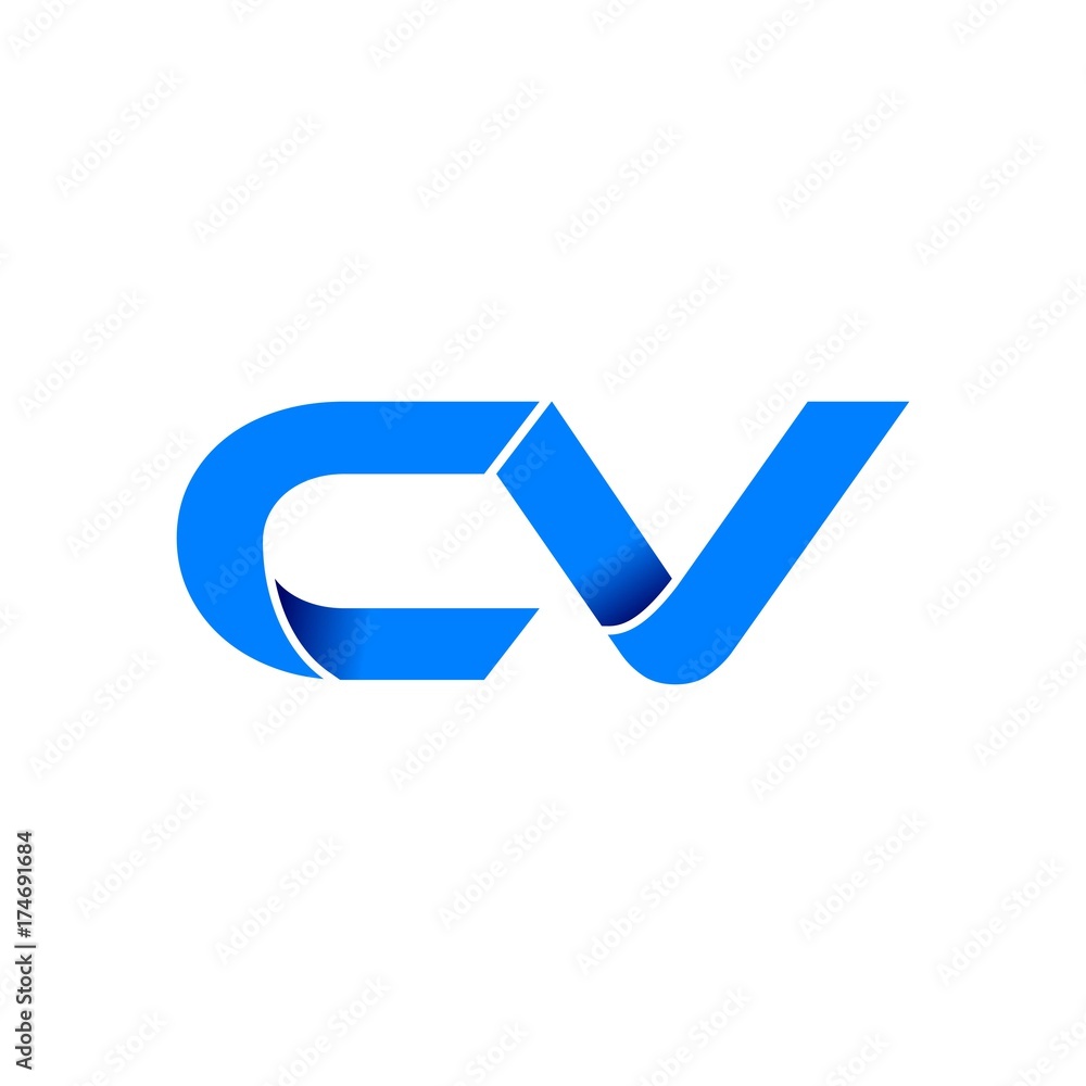 cv logo initial logo vector modern blue fold style Stock Vector | Adobe ...