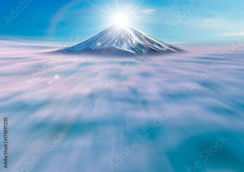 Dekoracja na wymiar  gora-fuji-morze-chmur-i-wschod-slonca