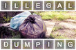 Illegal dumping in the nature - garbage bags left in the nature - concept image with text