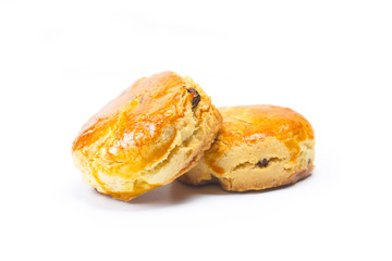 Raisins Scone white background