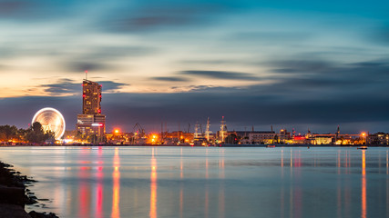 Night panorama of Gdynia