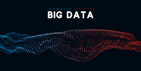Poster - Big data visualization. Information wave technology. Futuristic abstract background of digital data