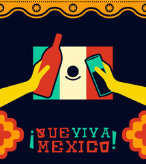 Wall Mural - Viva mexico traditional holiday party illustration