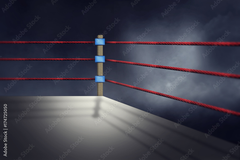 Boxing Ring Rope Texture View of a regular boxing ring surrounded by red ropes spotlit by a ...