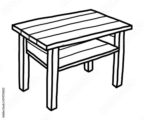 School Desk Cartoon Vector And Illustration Black And White