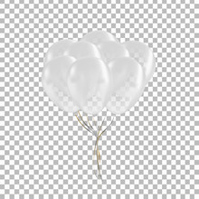 Vector Realistic Isolated White Balloons For Celebration And Decoration On The Transparent Background. Concept Of Happy Birthday, Anniversary And Wedding.