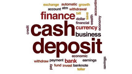 Wall Mural - Cash deposit animated word cloud, text design animation.