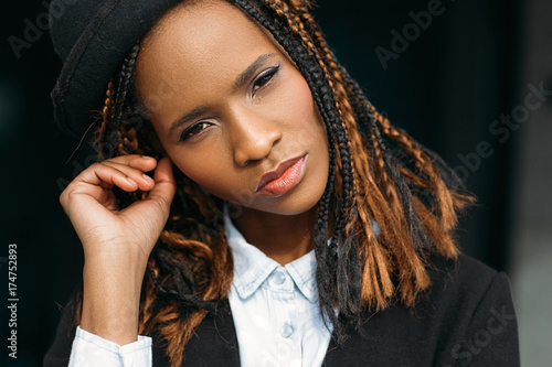 Fashion Female Portrait Creative Haircut Young African