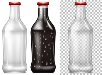 Wall Mural - Glass bottles with and without drink