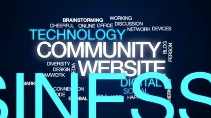 Sticker - Community website animated word cloud, text design animation.