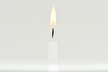 Candle Flame On White Background.