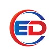 ed logo vector modern initial swoosh circle blue and red