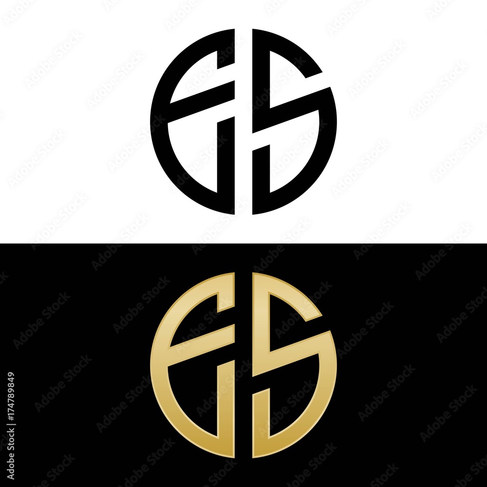es initial logo circle shape vector black and gold Stock Vector | Adobe ...