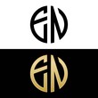 en initial logo circle shape vector black and gold