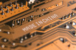 © romsvetnik - Macro image of a motherboard with the inscription 'Made in China'.