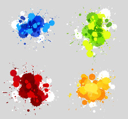 Wall Mural - Four designs of acrylic splashes in four colors