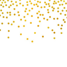 Festive Explosion Of Confetti. Gold Glitter Background. Golden Dots. Vector Illustration Polka Dot .