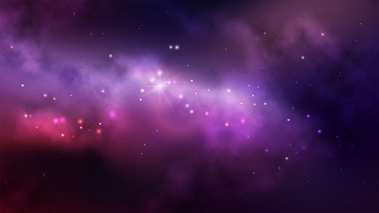 Wall Mural - space background with colorful nebula and bright stars.