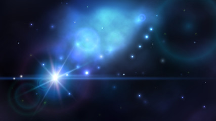 Wall Mural - space background with dark blue nebula and bright stars. fantasy scientific astronomical illustratio