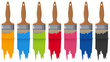Paintbrushes and seven different colors