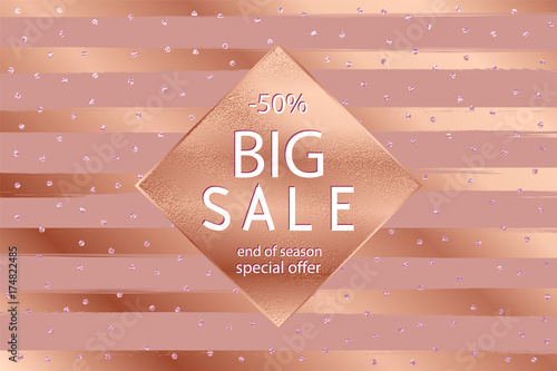 Fotografie, Obraz Sale fall gold banner . Vector illustration with golden frame .