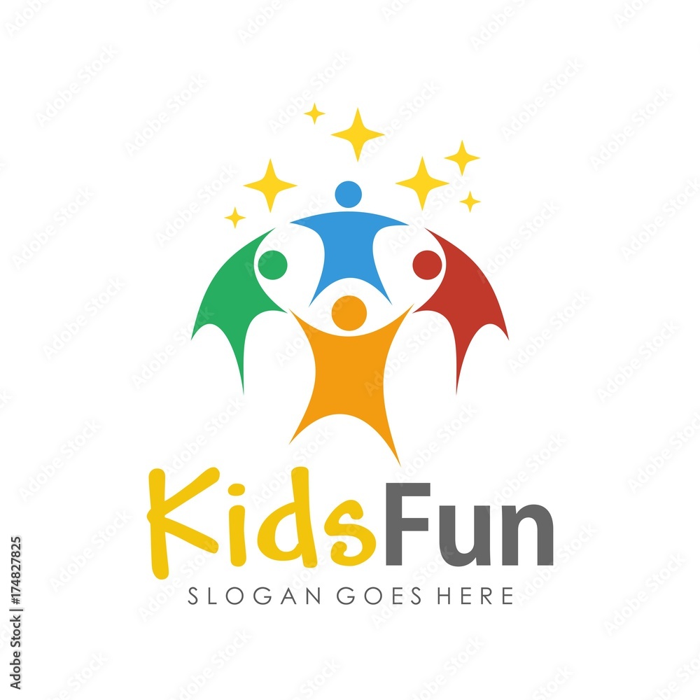Kids fun and child logo design template Stock Vector | Adobe Stock