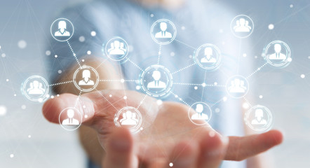 Canvas Print - businessman using social network connection 3d rendering