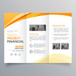 yellow wavy tri fold business brochure design template vector