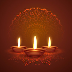 diwali festival diya beautiful background with ornamental decoration