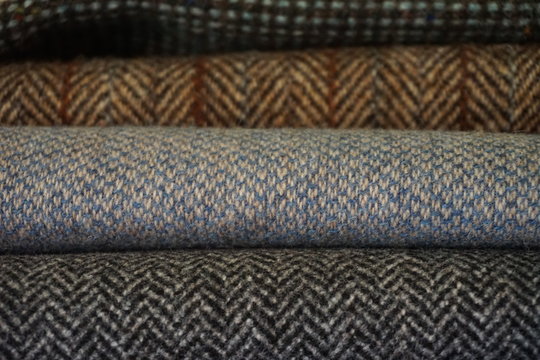 Woven wool tweed fabric
