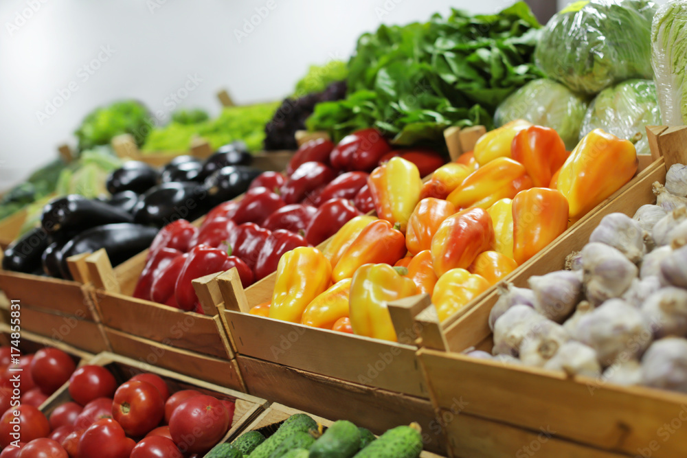 Assortment of fresh vegetables at market