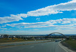DENVER/COLORADO - APRIL 7, 2017: A view from highway in Denver, Colorado, USA on a sunny day and blue