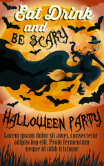 Wall Mural - Halloween holiday party trick treat vector poster