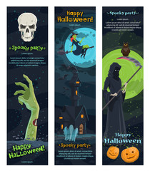 Halloween horror night banner, spooky party design