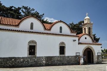 Wall Mural - Byzantine Orthodox church with belfry on the island of Rhodes.