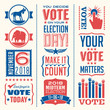 Set of patriotic design elements to encourage voting in United States elections. For web banners, cards, posters.